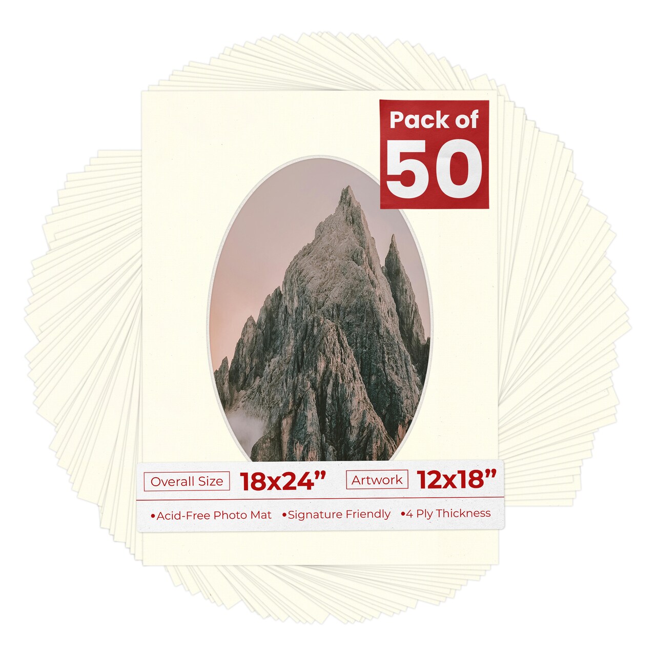 Mojave Sand Beige Mat Board for 18x24 Frames - Oval Opening for 12x18 Photos